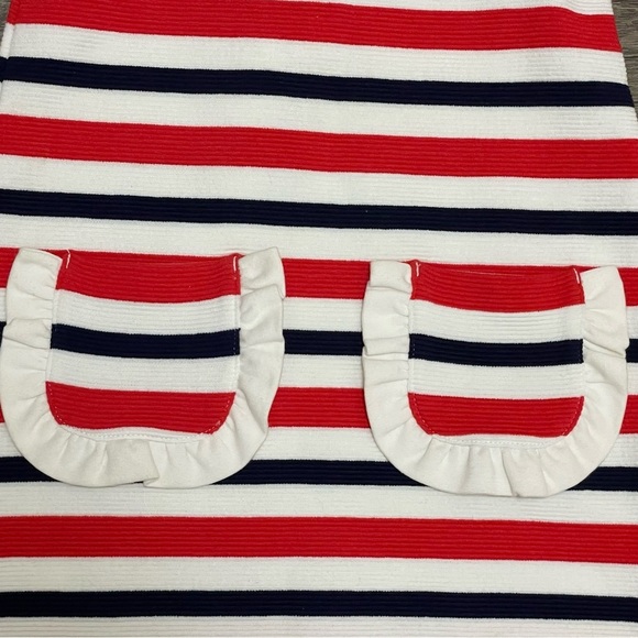Janie and Jack Girls' Nautical Striped Patch Pocket Dress Red White Blue Sz 2T - Picture 3 of 7
